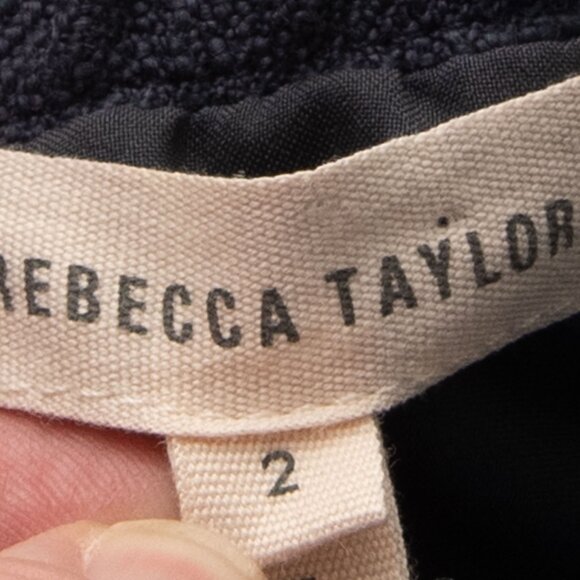 Rebecca Taylor Dress Off The Shoulder Slub Knit Fringe Mini Sheath Blue Size 2 - Picture 3 of 6